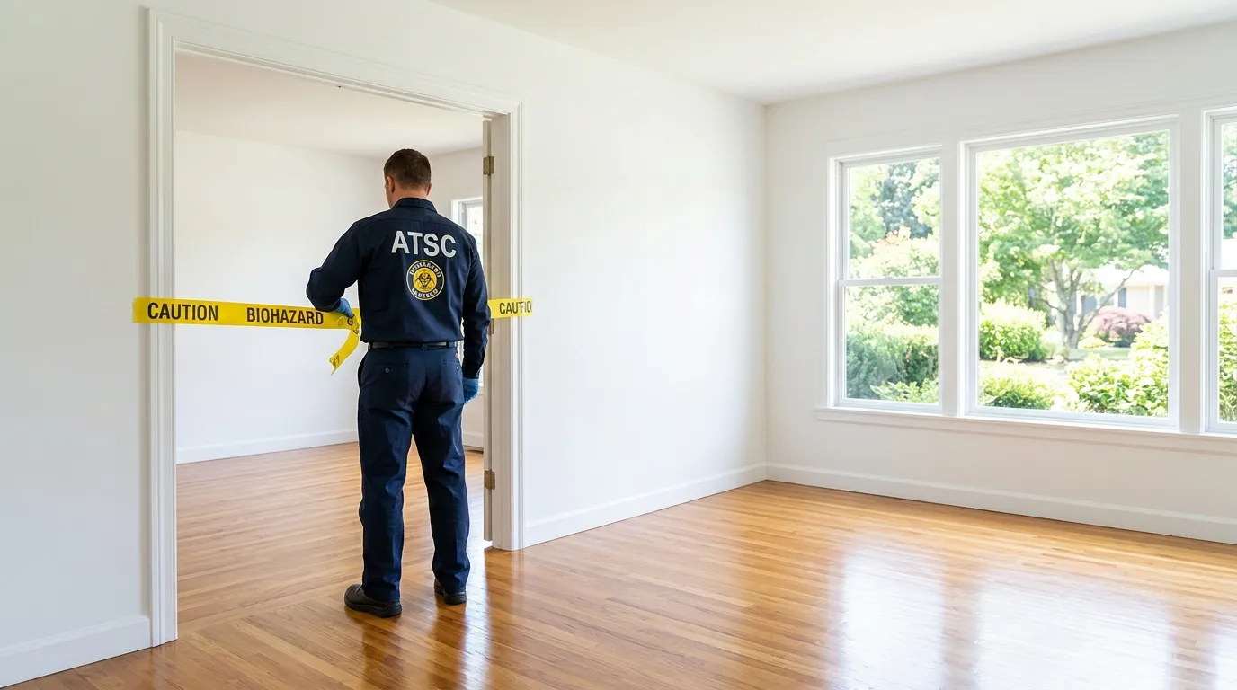 Certified biohazard cleanup crew performing Decomposition Cleanup in Conway